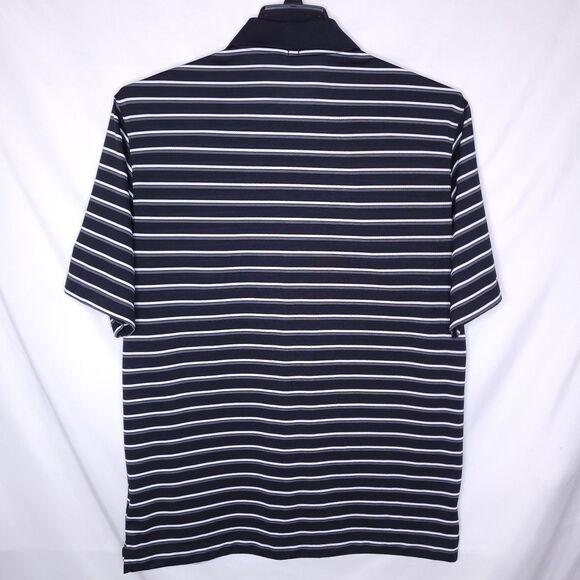 Nike Polo Shirt Mens Medium Striped Black, White Dri Fit Golf Swoosh - Picture 5 of 11